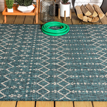 Ourika Moroccan Geometric Textured Weave Indoor/outdoor Area Rug